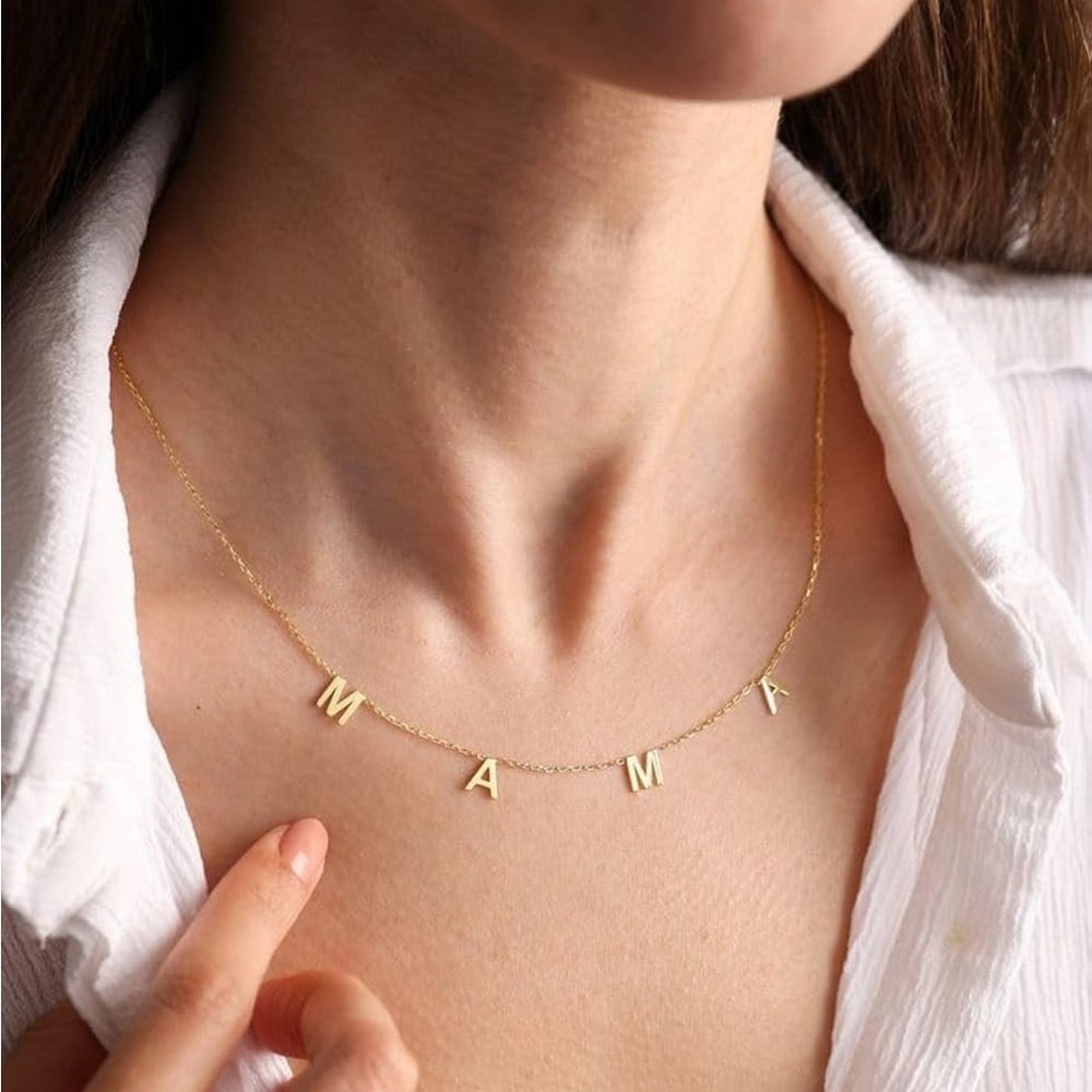 MAMA Necklace in Gold – New Mom, Baby Shower, or Christmas Gift - Picture 4 of 5